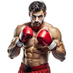 Muscular Boxer in Fighting Stance
