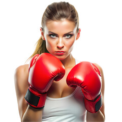Determined Boxer A Woman in Red Boxing Gloves