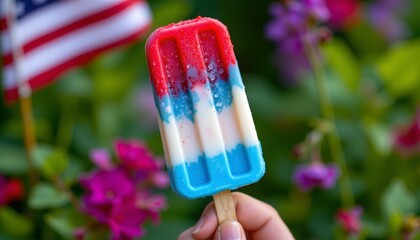 red, white, and blue popsicle, july 4th, no people, no text, no logo