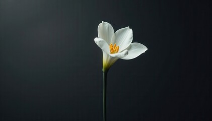 Obraz premium Single black stem with white minimalist flower , bloom, nature, floral