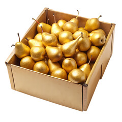 Golden Pears in Cardboard Crate A Still Life of Luxury