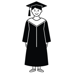 graduate degree passed with cap and gown vector art design