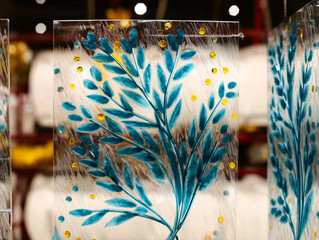 植物モチーフのガラスプレート