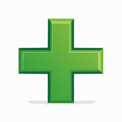 Obraz premium Croix verte en relief, fond blanc