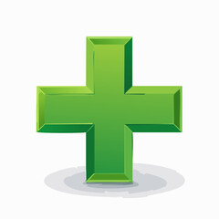 Fototapeta premium Croix verte en relief, fond blanc