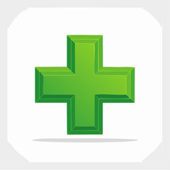 Fototapeta premium Croix verte en relief, fond blanc