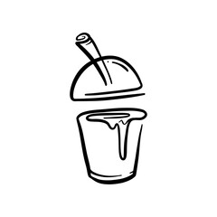 Doodle Smoothies Ice cup drink beverage outline icon