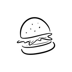 Doodle burger fast food outline icon