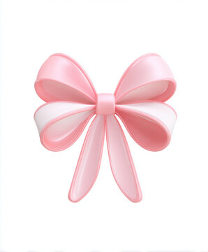 Pink and white 3D bow