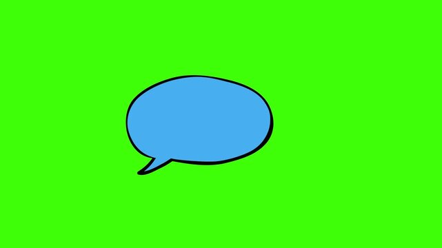 Green screen bubble, bold blue comic style callout with rounded tail in animated motion ideal for chats social media content and creative engaging video overlays
