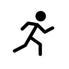 Minimalist Stickman Running Icon on white back round