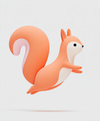 An orange cartoon squirrel jumping on a white background