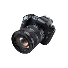 Professional DSLR Camera Photography Equipment Lens Focus, isolated on transparent background, perfect cutout, PNG