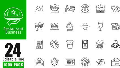 food and meals iconset for business. restaurent Business, food meals and payment system include in this package. Highquality icon set for food matter.