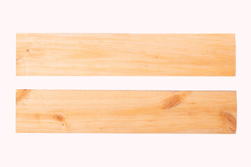Two wooden planks isolated on white background.