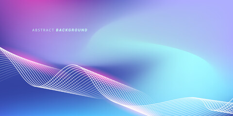 Abstract blue gradient background with shining lines waves. Minimalist background for banner, poster, cover, brochure, flyer, website