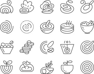 Collection of hand drawn food icons with a textured effect