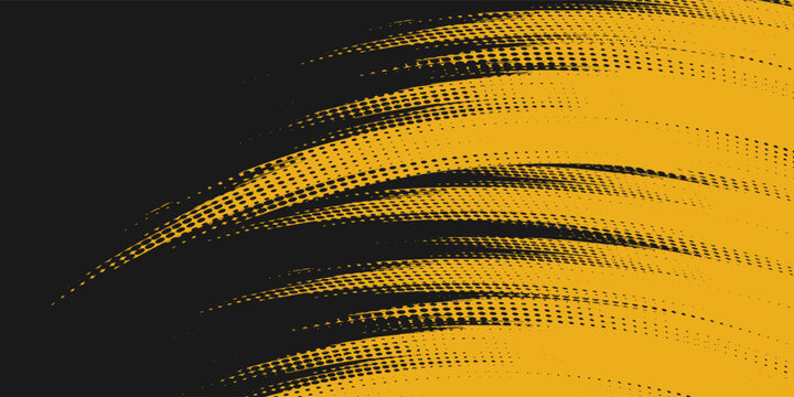 Abstract speed lines style yellow color halftone banner design template.