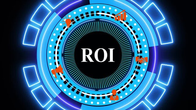 ROI Return on investment financial growth concept. ROI (Return on Investment) measures the profitability or efficiency of an investment by comparing the net gains to the initial cost.