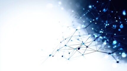 Fototapeta premium Abstract digital network with blue and white connections and glowing dots, representing technology and innovation