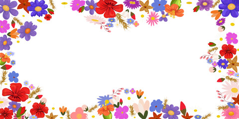 Flowers frame isolated on transparent background. Plants frame  vector illustration for design, wedding, birthday, card, background, invitation, wallpaper, decoration 