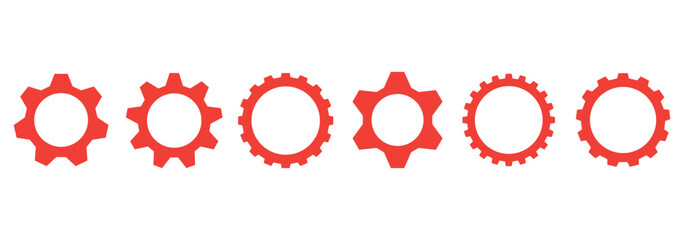 Gear setting icon set, containing Cog wheel, Gear wheel symbol, Vector illustration.