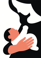 silhouette mother hugging a small baby Illustrator Artwork design template poster