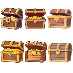 Treasure Chest Designs - Simple, Iconical Treasure Chests Vector Set