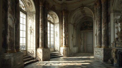 Fototapeta premium Elegant European Palace Interior with Stunning Marble Architecture