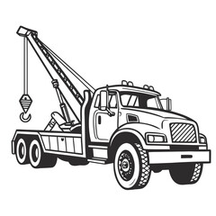 Naklejka premium Heavy duty tow truck with crane and hook vehicle