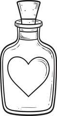 Vintage Love Potion Bottle Silhouette in Black | Magical Elixir Illustration