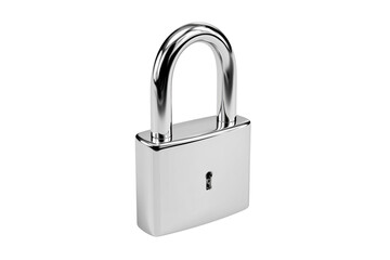 Fototapeta premium Polished silver padlock with a keyhole against a black background isolated on a transparent background