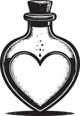 Vintage Love Potion Bottle Silhouette in Black | Magical Elixir Illustration