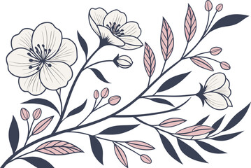 Seamless floral pattern with vintage flowers and leaves vector illustration for nature inspired decorative wallpaper design