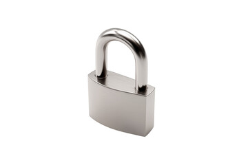 Shiny silver padlock with curved shackle on black background isolated on a transparent background security