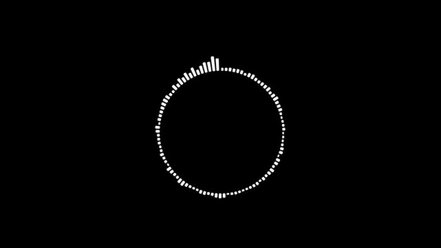 audio spectrum animation, Circular Black Audio Frequency Sound Waves, A graphic circular loop of rhythmic audio frequency sound waves in the background, 4K Video Animation