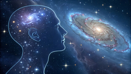 Human Mind Connected to Universe and Cosmic Galaxy 