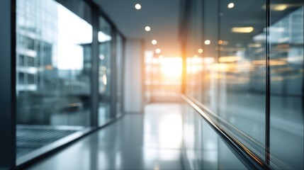 Light Reflection on Glass Wall in Modern Office Background