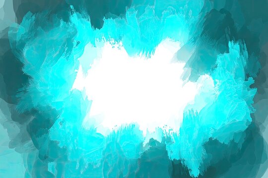 Abstract teal and turquoise paint splatter frame - Powered by Adobe