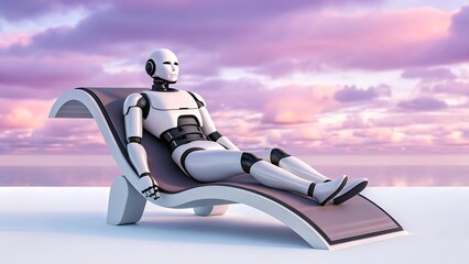 Futuristic Concept Scene Featuring a Humanoid Robot