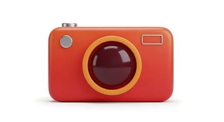 3d best selling red toy camera isolated on white background