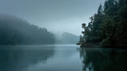 Serene Misty Lake with Whispering Souls and Enigmatic Landscapes