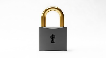 Fototapeta premium Gray Metal Padlock with Gold U-Shaped Lock