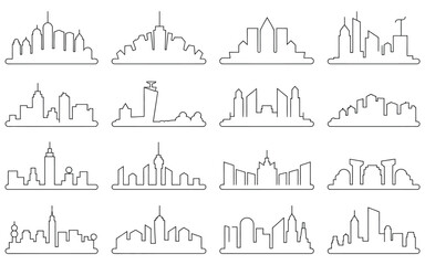 Obraz premium Diverse city skylines with varied building heights and architectural styles buildings architecture