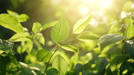Obraz premium Sunlight on green leaves