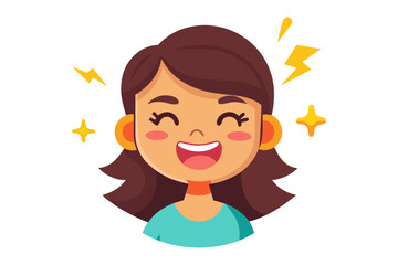 Joyful Radiance: Capturing the exuberance of a happy woman through a vibrant illustration, showcasing positivity, energy, and delight.