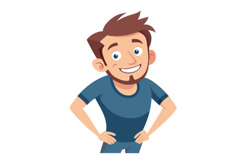 Fototapeta premium Optimistic Man: A vibrant illustration of a cheerful man with a confident stance, radiating positivity and approachability, set against a clean background. 