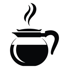 Hot coffee pot with steam drink beverage