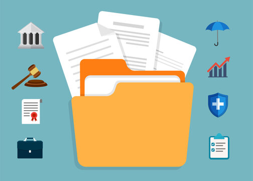 Contract document icon in flat style stock illustration.