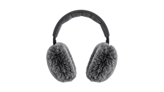 Fluffy winter earmuffs with soft faux fur padding and adjustable headband for cold weather comfort and ear protection, isolated on the transparent background - Powered by Adobe
